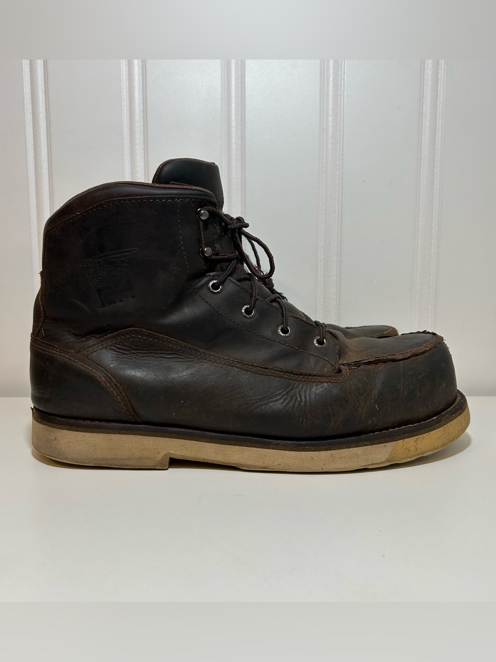 Red wing traction treadlite steel toe Men's Dark Brown Leather lace Work Boot